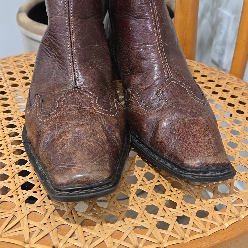 Vintage/Retro Y2K Rieker Brown Leather Cowboy/Western Ankle Boots - Picture 2 of 11